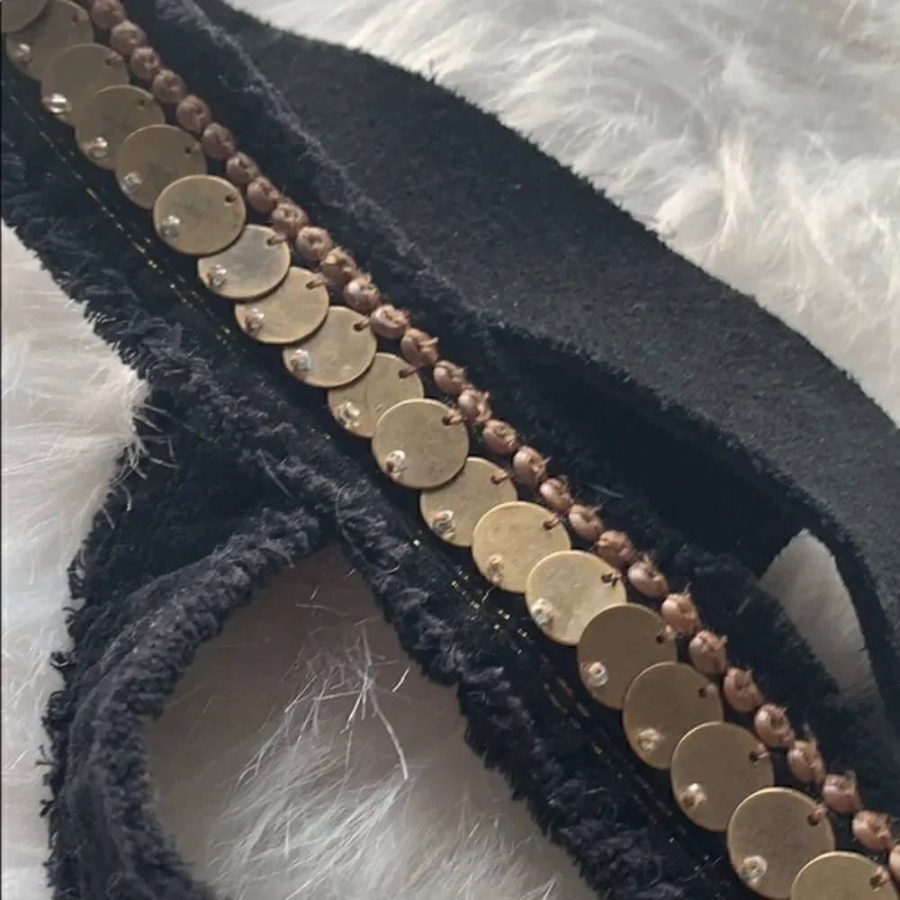 Black Suede and Bronze Metal Belt Medium
